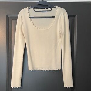 Workshop Republic Clothing Cream Scoop Neck Sweater
